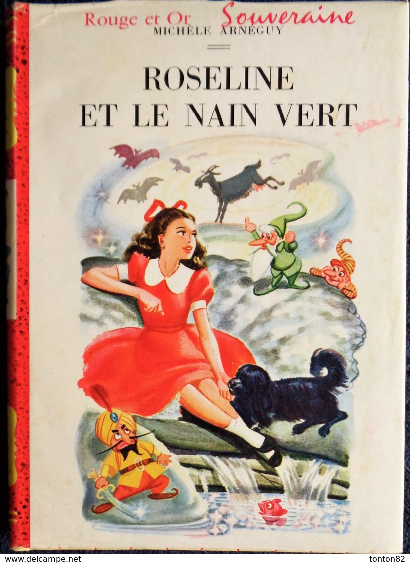 Michèle Arnéguy - Roseline Et Le Nain Vert - Bibliothèque Rouge Et Or Souveraine - ( 1957 ) . - Bibliothèque Rouge Et Or