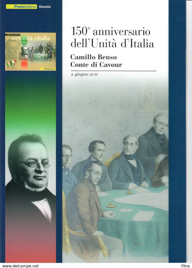 ITALIA 2011 -  150° UNITA' D'ITALIA - CAMILLO BENSO CONTE DI CAVOUR - SENZA SPESE POSTALI - Presentation Packs