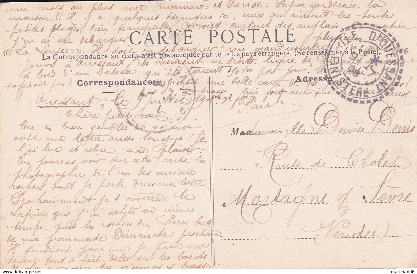 Ile D Ouessant La Pointe De Pern Le Cochon éditeur Villard N°5304 Cachet Génie Militaire - Ouessant