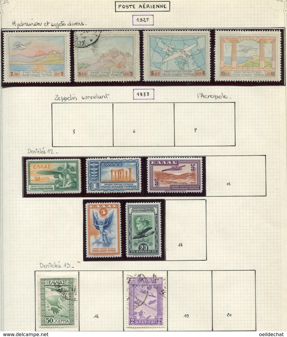 14004 GRECE Collection Vendue Par Page  PA1/4, 8/11, 13, 15, 17  */ °   1927-33  B/TB - Neufs
