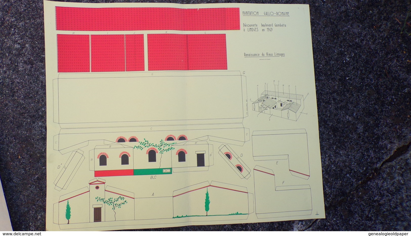 87- LIMOGES -RARE PLAN HABITATION GALLO ROMAINE DECOUVERTE BOULEVARD GAMBETTA EN 1969-RENAISSANCE VIEUX LIMOGES LOUSTAUD - Architecture