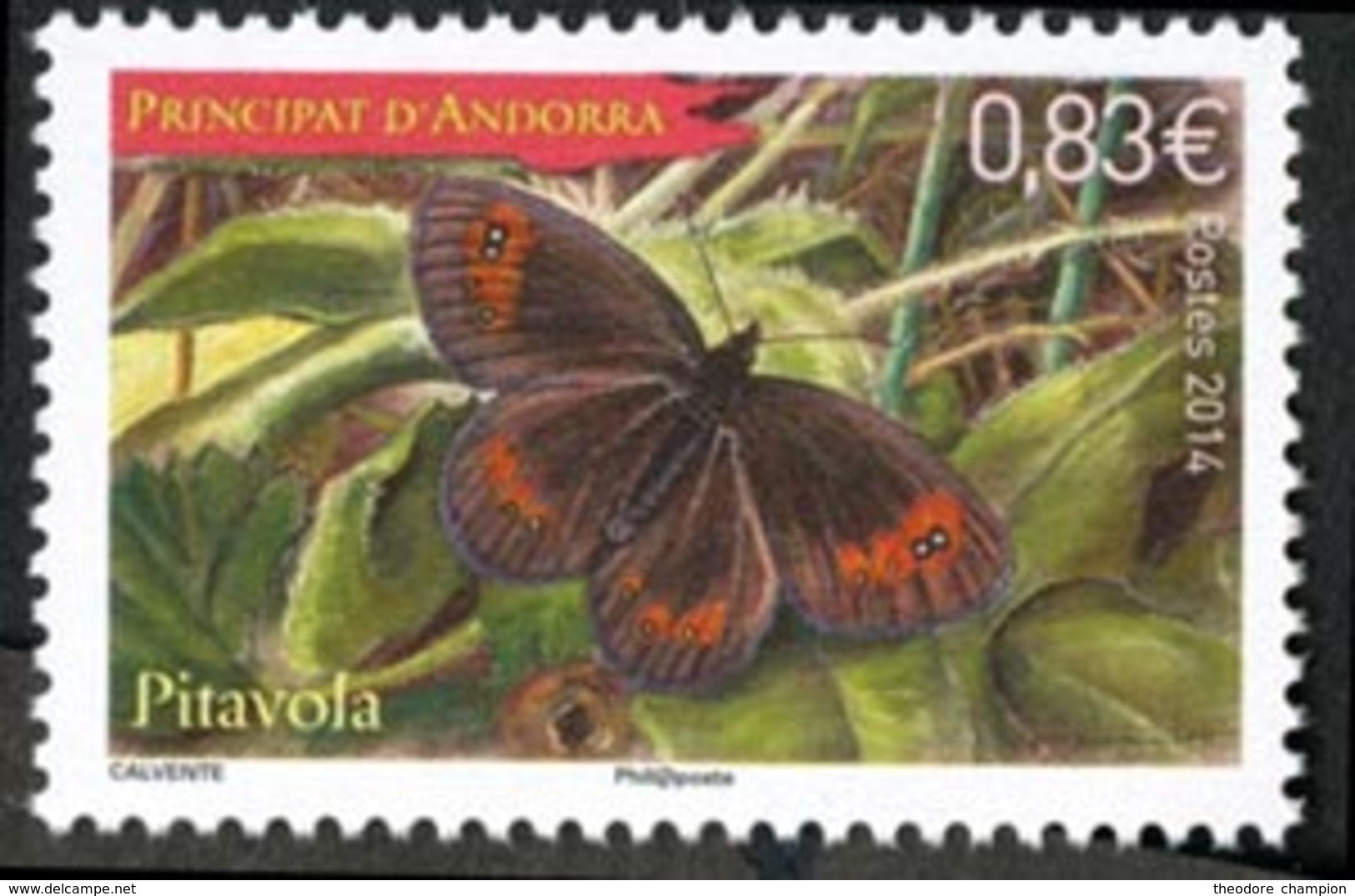 ANDORRE FRANCAIS Papillon 1v Pitavola 2014 Neuf ** MNH - Unused Stamps