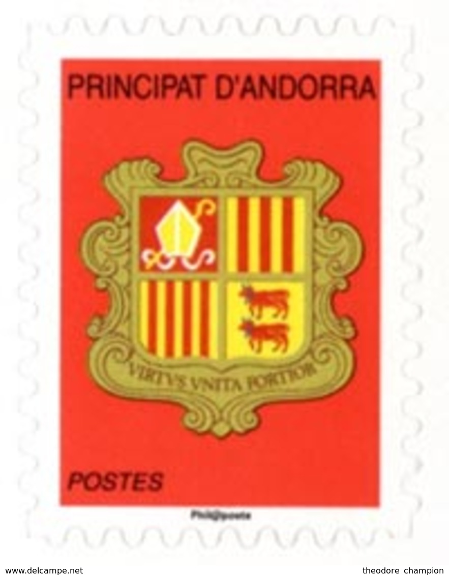 ANDORRE FRANCAIS 1v/Carnet Blason Rge Adh.2016 Neuf ** MNH - Unused Stamps
