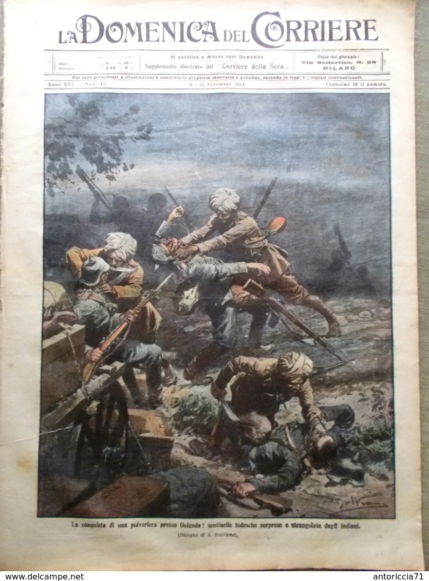 La Domenica Del Corriere 8 Novembre 1914 WW1 Anversa Feriti Tedeschi In Francia - Weltkrieg 1914-18