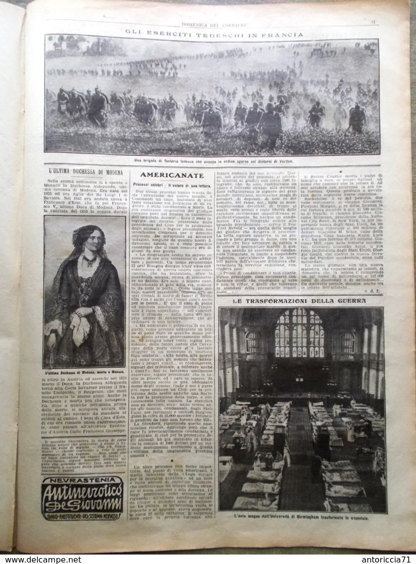 La Domenica Del Corriere 8 Novembre 1914 WW1 Anversa Feriti Tedeschi In Francia - Guerre 1914-18