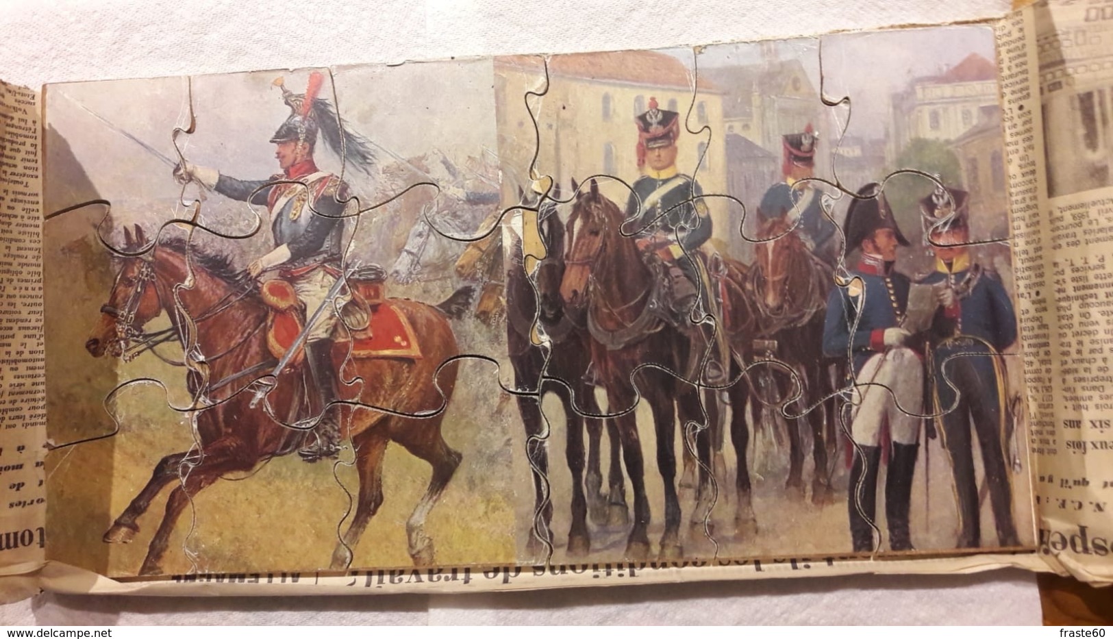 Puzzle En Bois Ancien - Dim. 35 X 18 Cm. "Soldats De L'Empereur Napoleon" - Puzzles