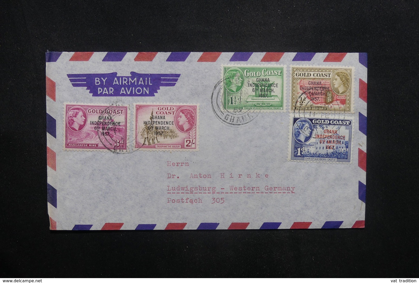 GHANA - Enveloppe Pour L 'Allemagne En 1959, Affranchissement Plaisant Surchargés - L 36912 - Ghana (1957-...)