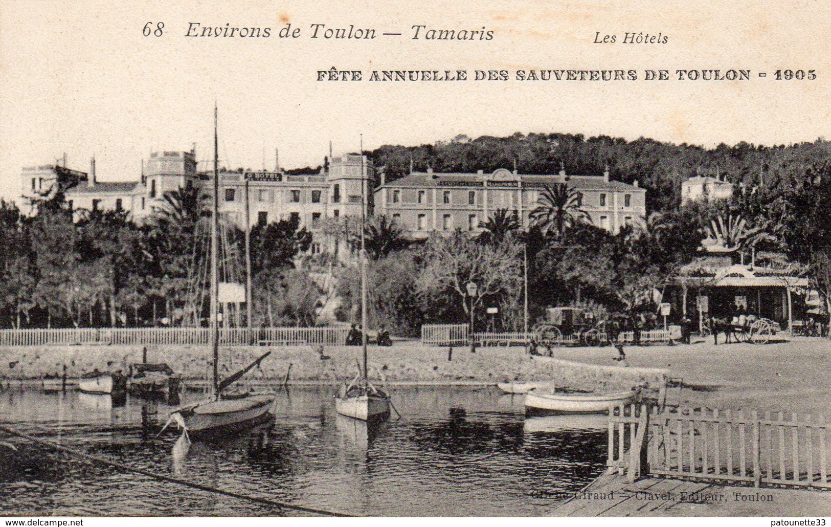 83 TAMARIS SUR MER LES HOTELS FETE ANNUELLE DES SAUVETEURS DE TOULON 1905 MENU DU REPAS AU DOS CLICHE UNIQUE - Tamaris