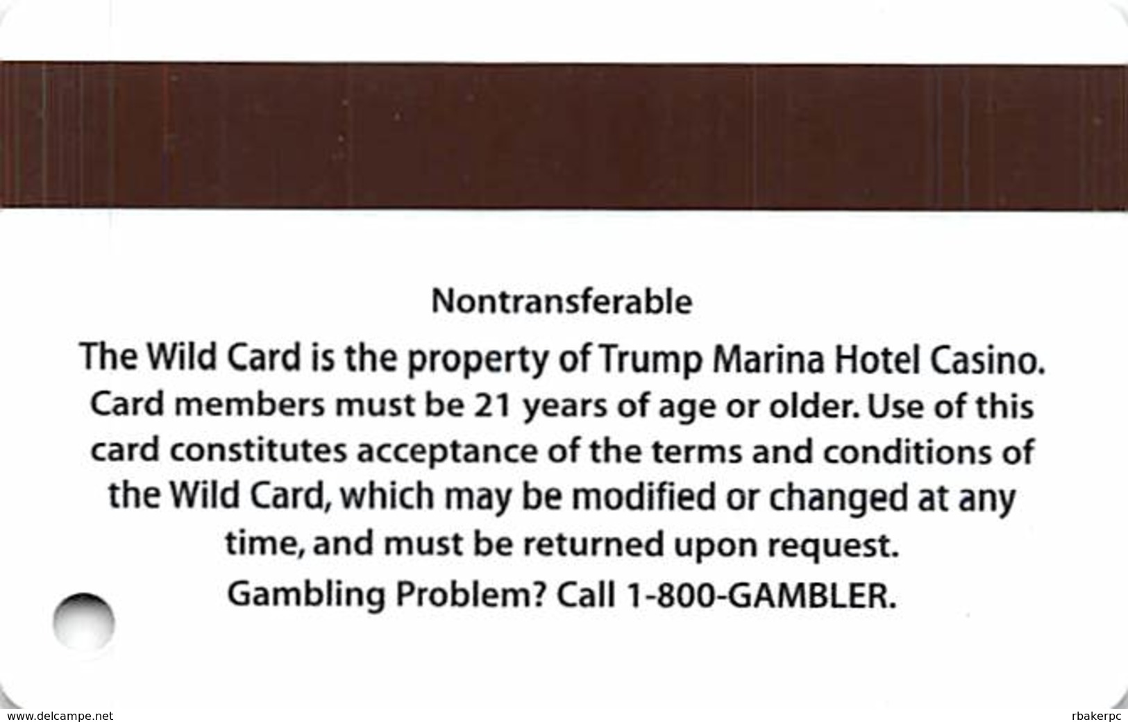 Trump Marina Casino Atlantic City NJ Slot Card  (BLANK Without *sm For Copyright) - Casino Cards