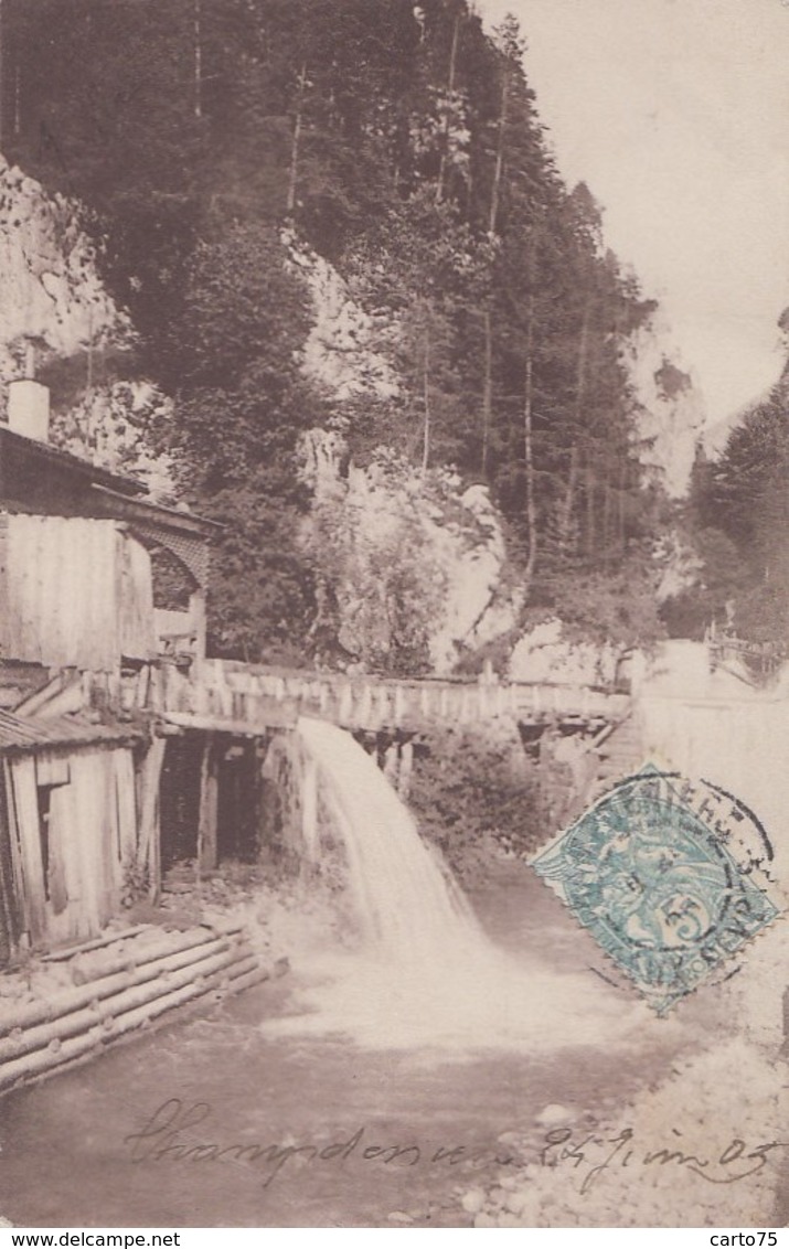 Bâtiments Et Architecture - Moulins à Eau - Paysage Montagne - Cascade D'eau - Oblitération Champdeniers 1903 - Watermolens