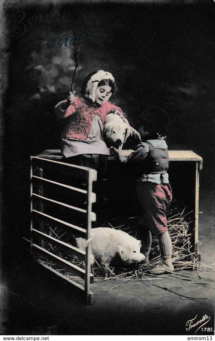 Bonne Année Cochon Enfant Porcelet 1913 - Nieuwjaar