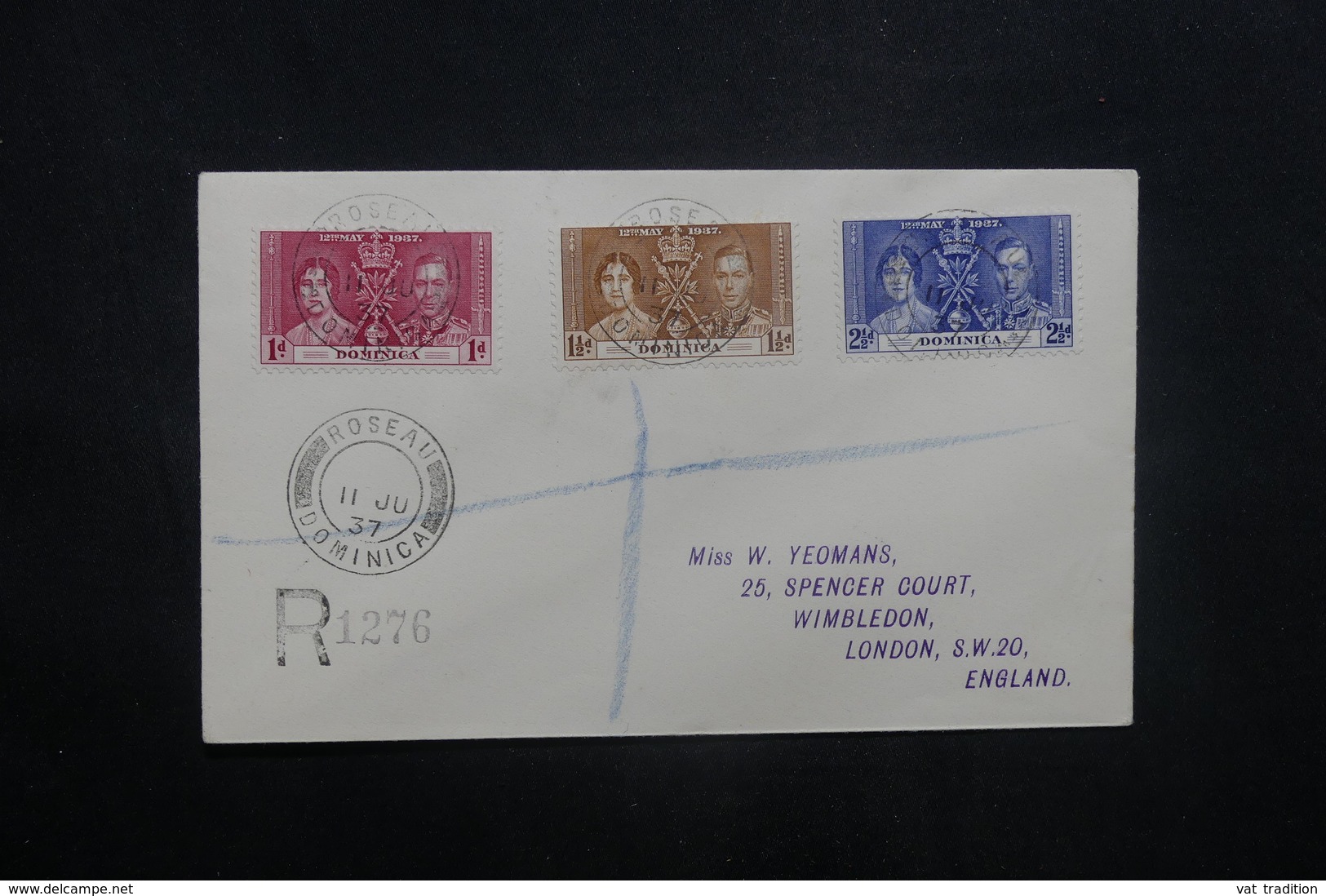 DOMINIQUE - Enveloppe FDC En 1937 Pour Londres - L 36961 - Dominica (...-1978)