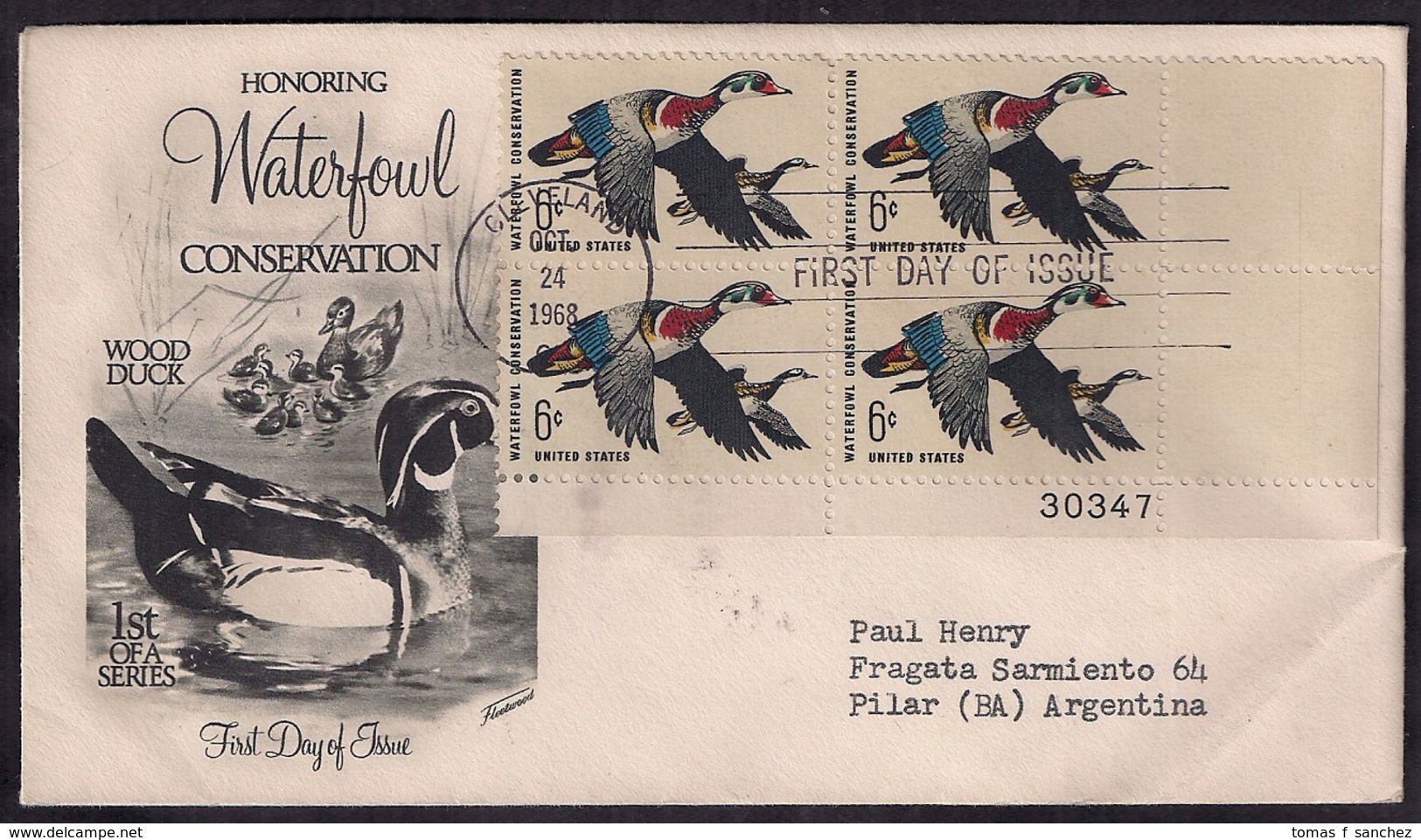 USA - 1968 - FDC - Lettre - Wood Duck - Canard Branchu - Ducks