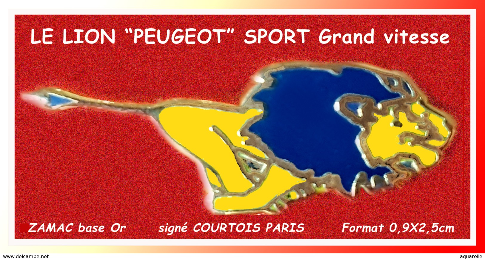 SUPER PIN'S PEUGEOT AUTOMOBILES : LE "LION" PEUGEOT Sport En ZAMAC Base Or Signé COURTOIS PARIS, 0,9X2,5cm - Peugeot