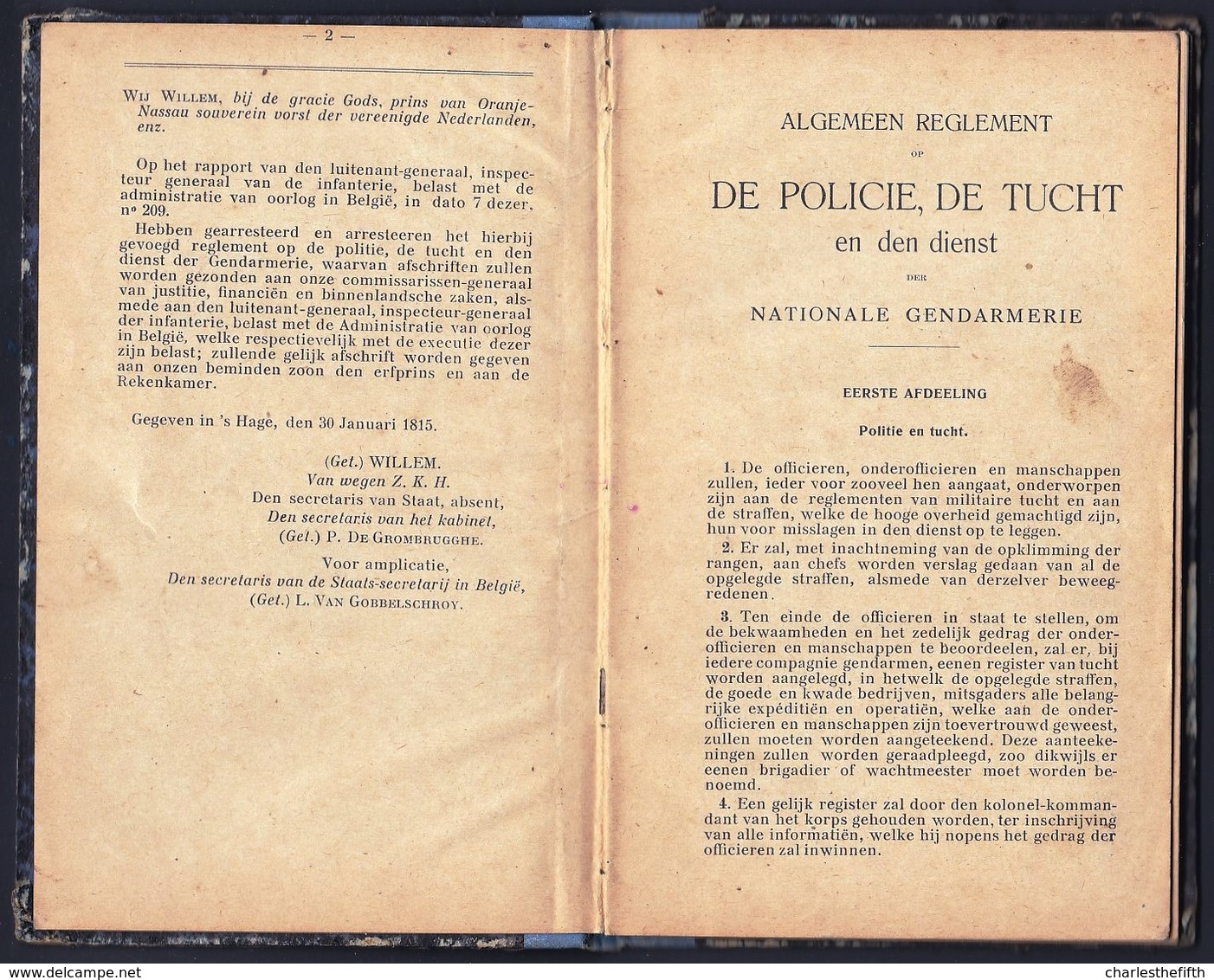 LIVRET REGLEMENT DE DISCIPLINE CHEZ LA POLICE ET FORMULES Pour LA GENDARMERIE DE 1921 Néerlandais Et Français - RARE !!! - Historical Documents