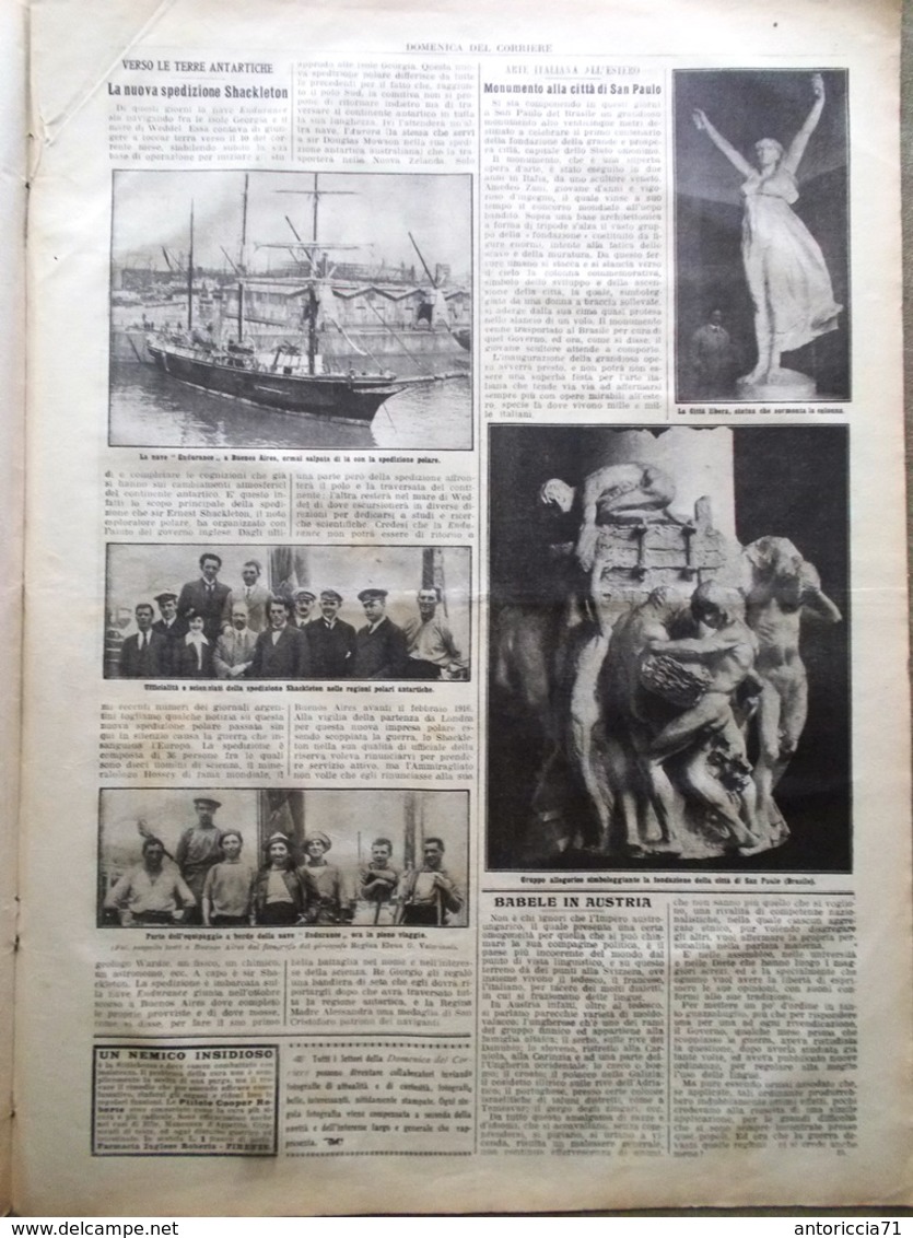 La Domenica Del Corriere 6 Dicembre 1914 WW1 Shackleton Tedeschi Miseria Albania - Guerra 1914-18