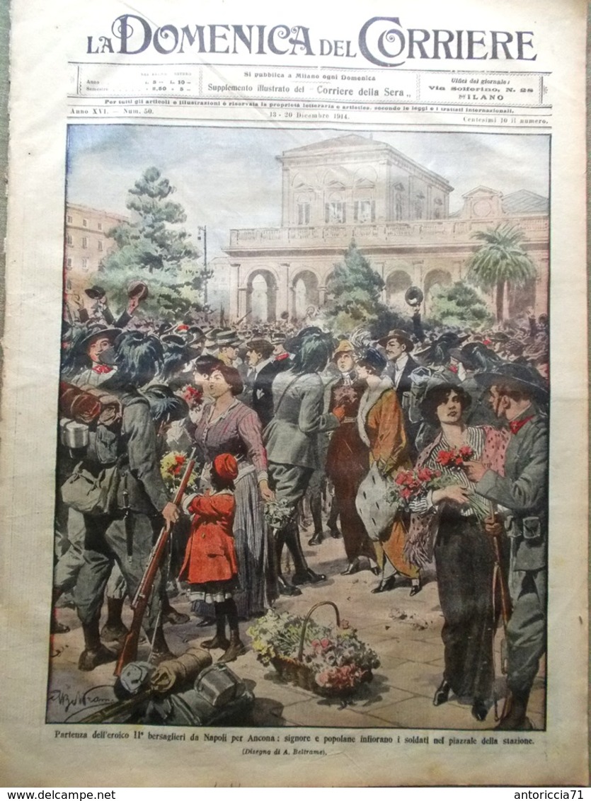 La Domenica Del Corriere 13 Dicembre 1914 WW1 Satta Novelli Romani Turchi Russi - Guerra 1914-18