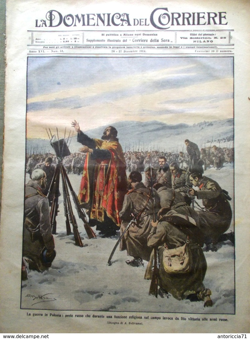 La Domenica Del Corriere 20 Dicembre 1914 WW1 Guerra In Prussia Tedeschi Fiandra - Guerre 1914-18
