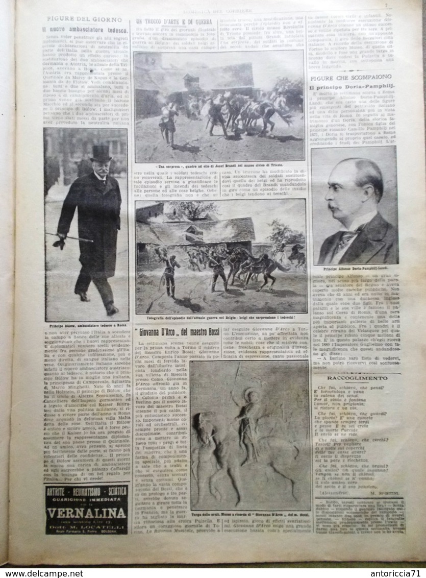 La Domenica Del Corriere 20 Dicembre 1914 WW1 Guerra In Prussia Tedeschi Fiandra - Guerre 1914-18