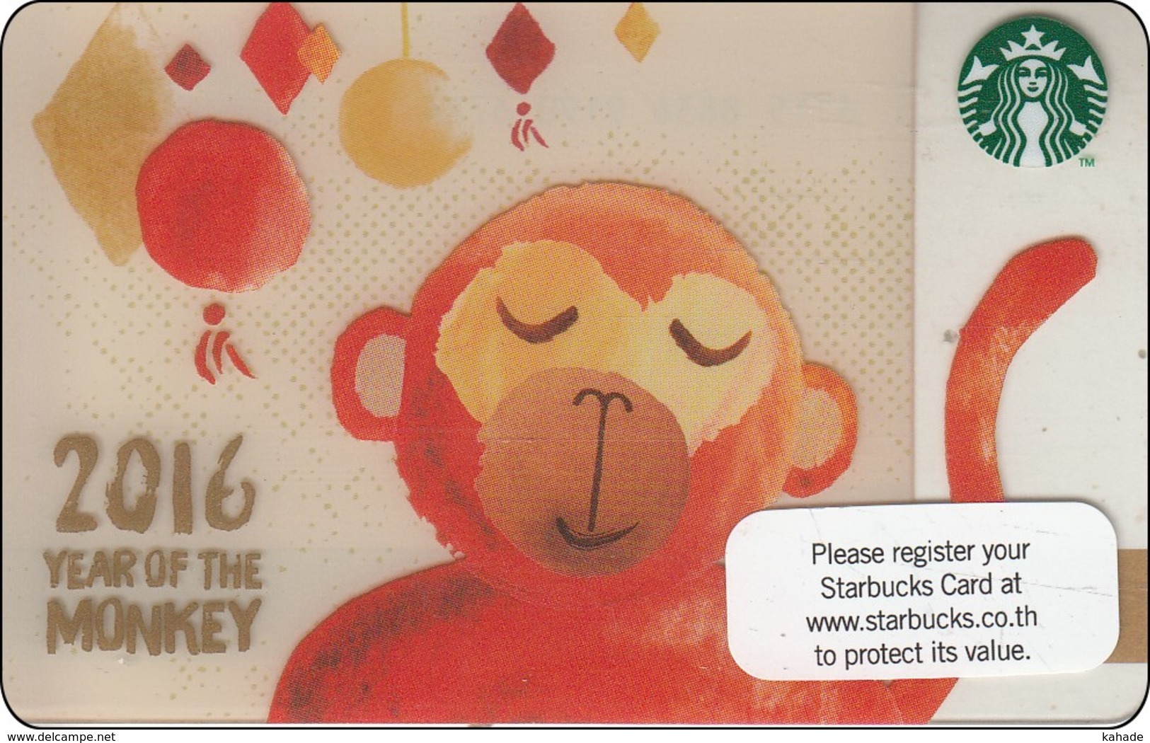 Thailand Starbucks Card  Chin New Year Monkey - 2015 - 6115 - Gift Cards