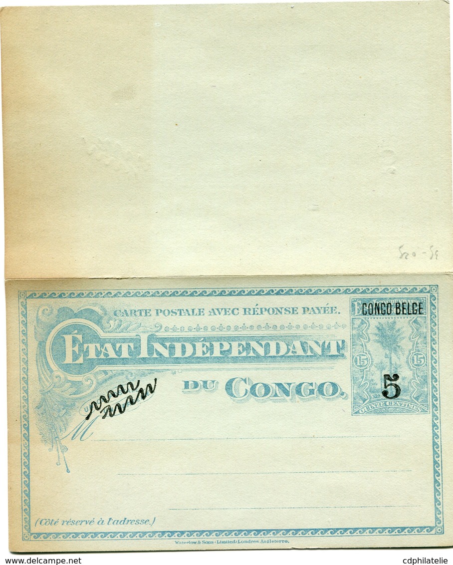 CONGO BELGE ENTIER POSTAL NEUF - Interi Postali