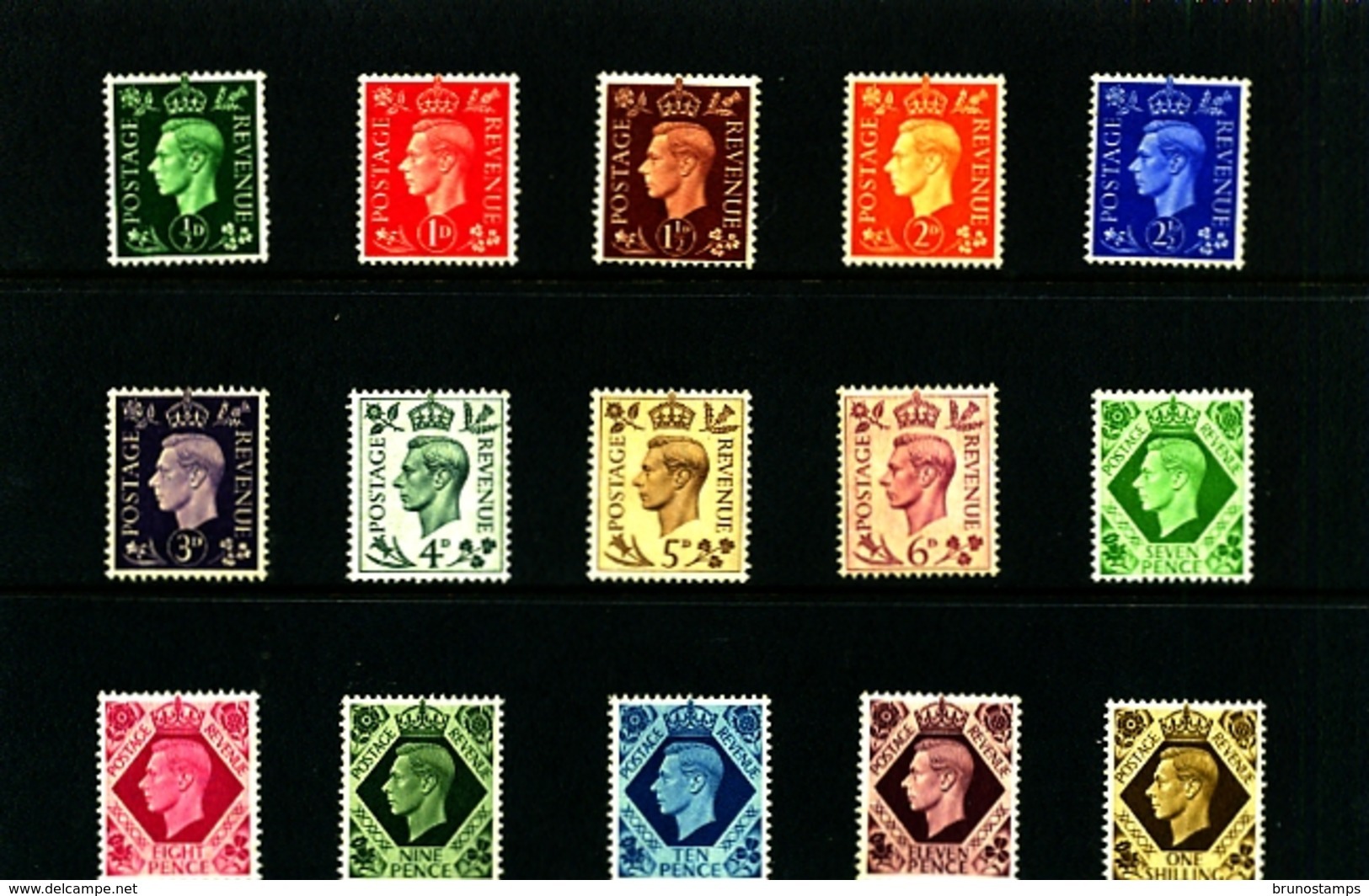 GREAT BRITAIN - 1937-47  KGVI DARK COLOURS   SET  MINT - Ongebruikt