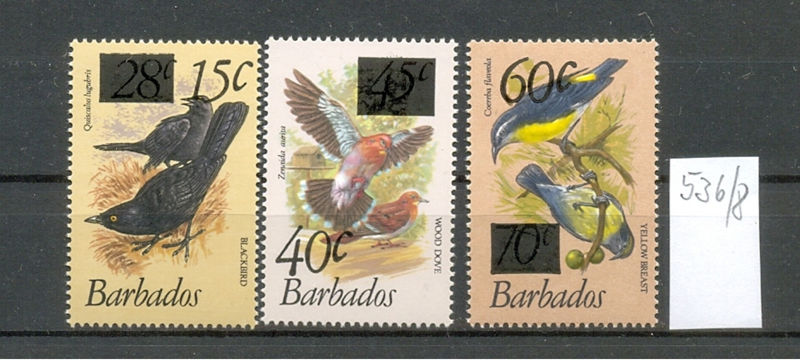 BARBADOS - 536/8  Aufdr.Provisorien  Kpl.Aus.postfr - Barbados (1966-...)