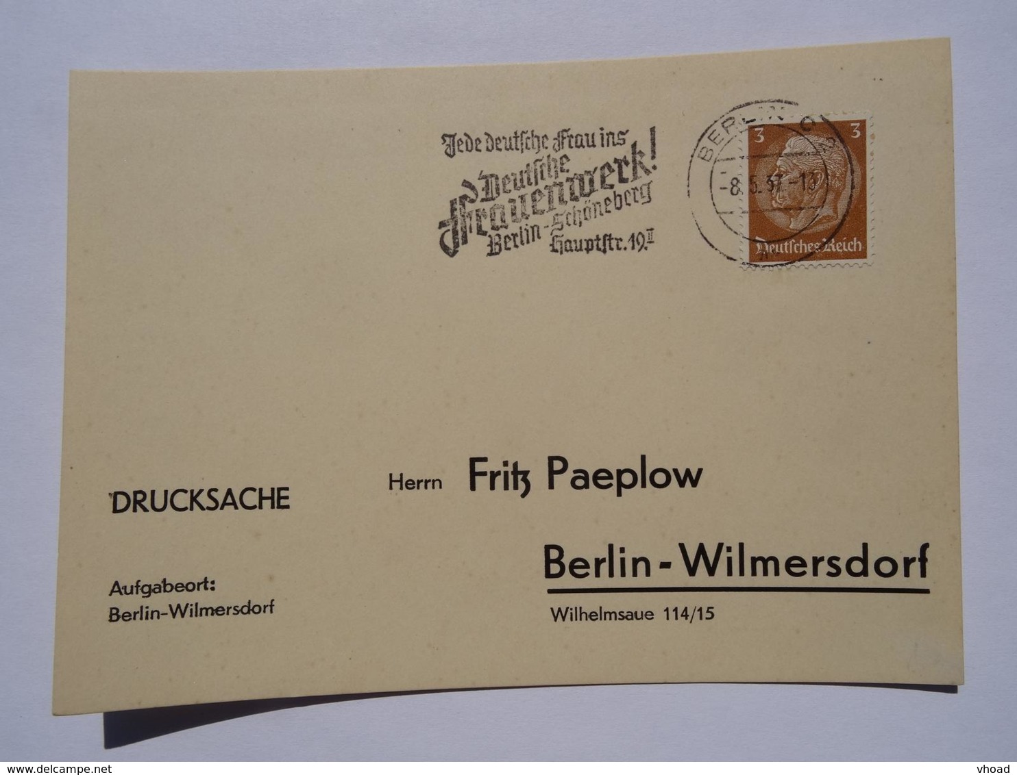 1937 DR Postkarte Pmk Jede Deutsche Frau Ins Deutsche Frauenwerk - Covers & Documents