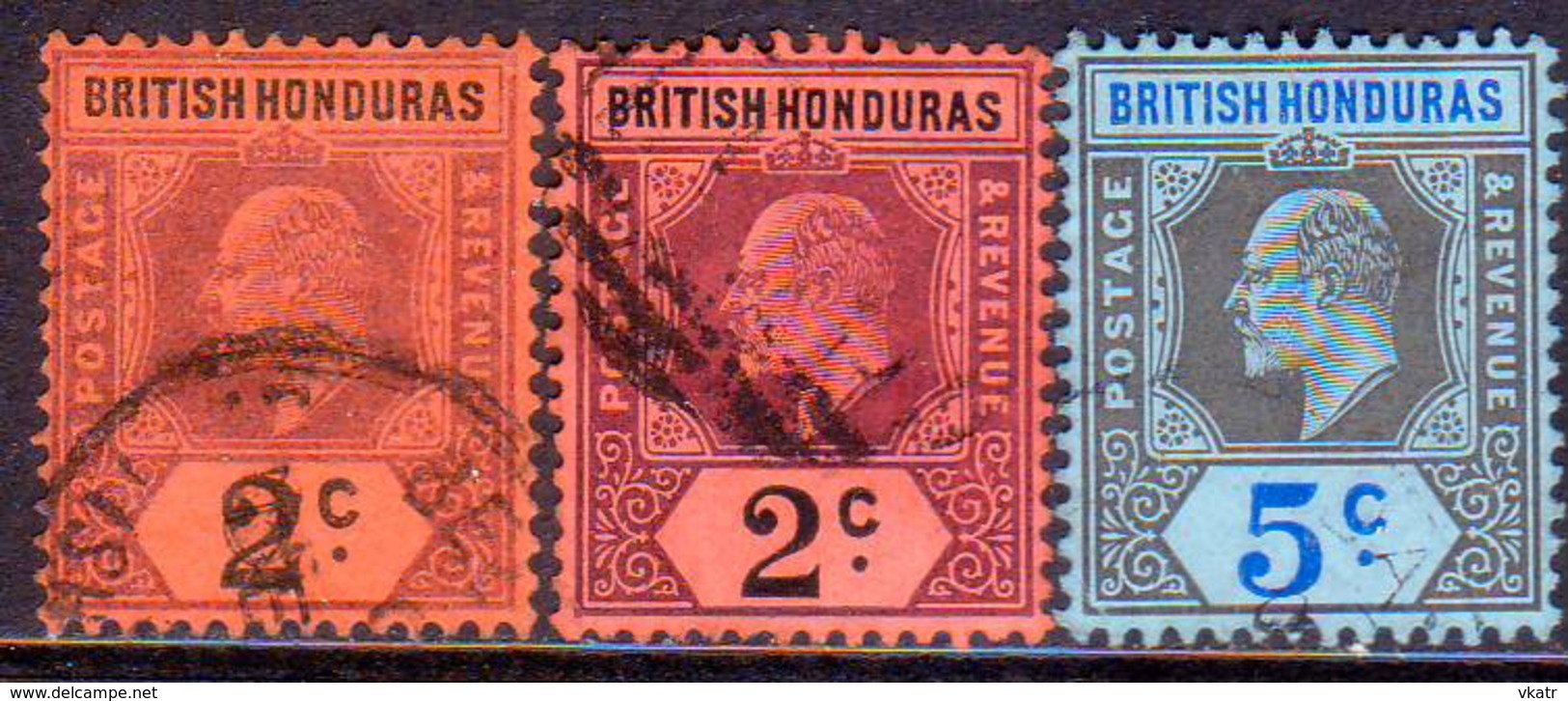 British Honduras 1904-06 SG #85,85a,86 3 Stamps Used All Wmk Mult.Crown CA - British Honduras (...-1970)