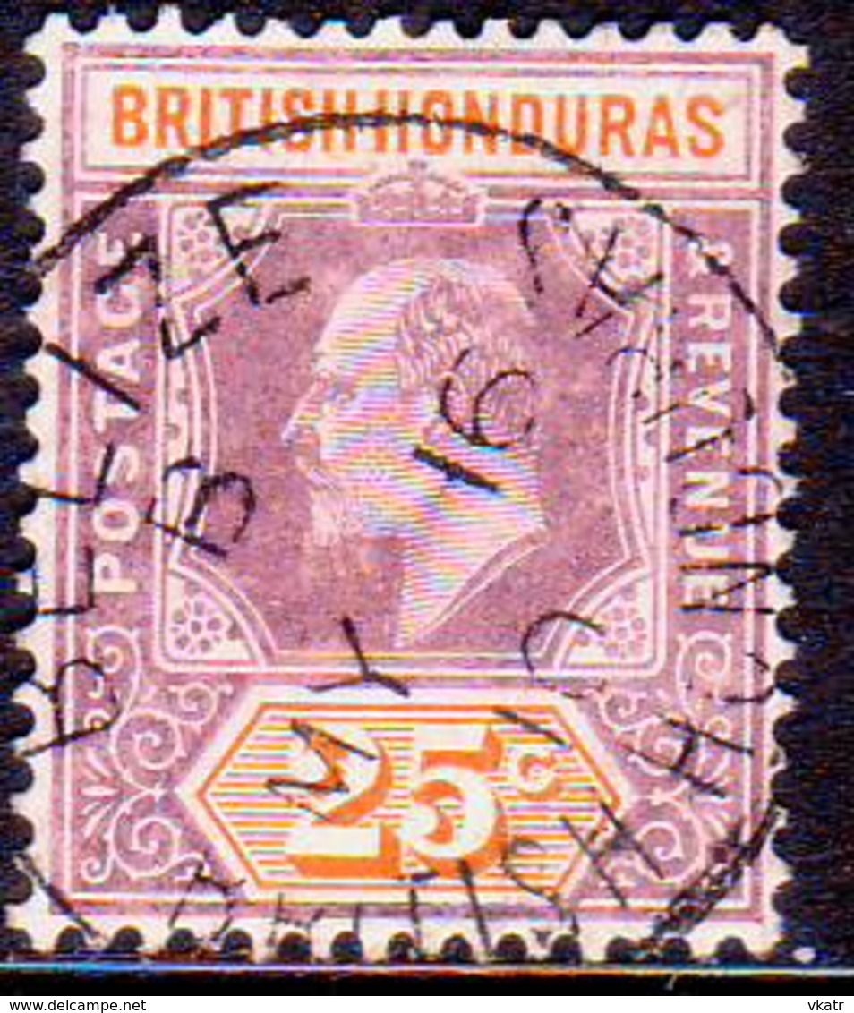 British Honduras 1907 SG #89 25c Used Wmk Mult.Crown CA CV £60 - British Honduras (...-1970)