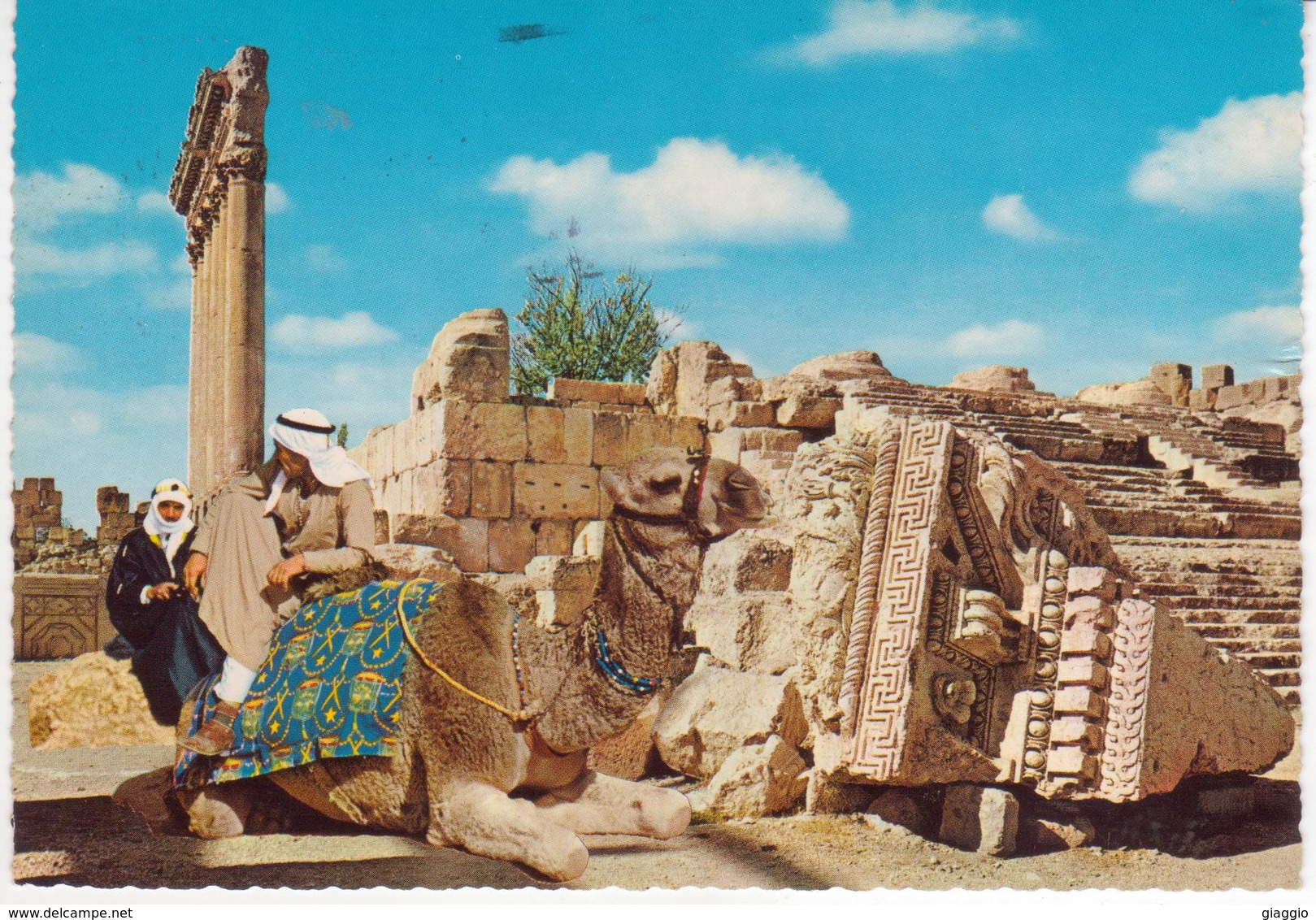 °°° 13513 - LIBAN - BAALBECK - JUPITER TEMPLE AND CAMEL DRIVERS - 1967 With Stamps °°° - Libano
