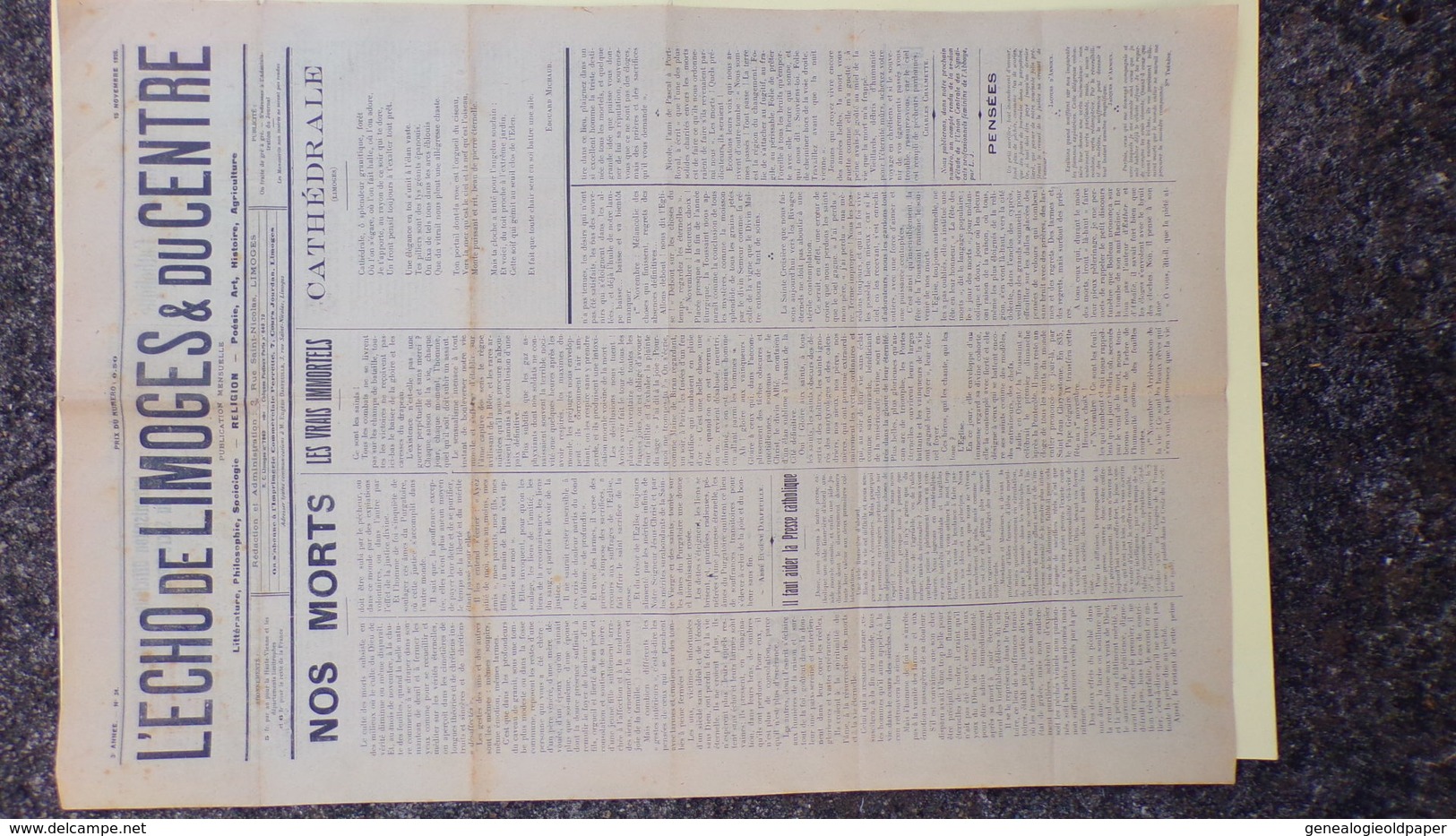 87- L' ECHO DE LIMOGES & DU CENTRE-N° 34- 1926- CATHEDRALE EDOUARD MICHAUD-REVERENDE MERE DALESME DE SALVANET - Otros & Sin Clasificación