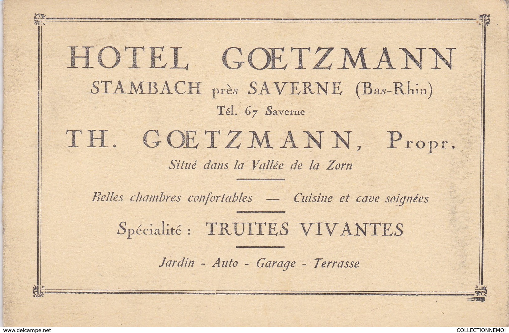 HOTEL GOETZMANN, STAMBACH ,tres Bel Ensemble ,1 Dépliant Et 4 Cartes Postales En Plus (( Lot 4 )) - Saverne