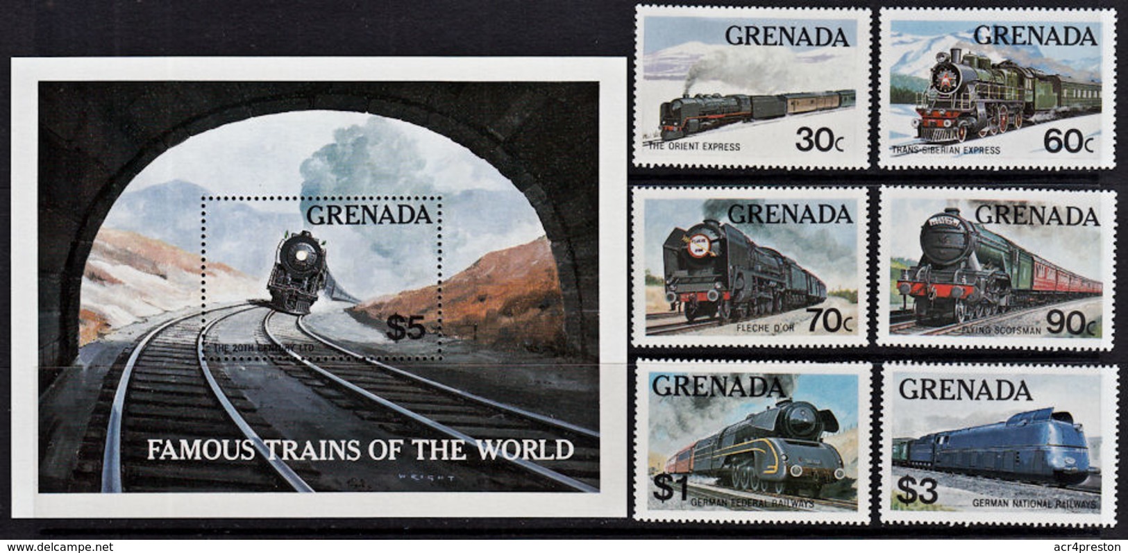 B5247 GRENADA 1982, SG 1212-MS1218  Famous Trains Of The World,  MNH - Grenada (1974-...)