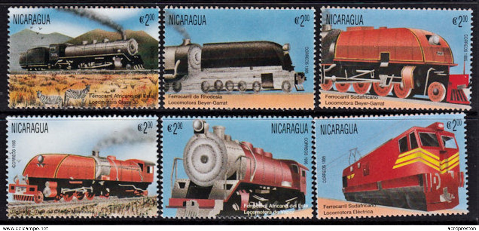 B0416 NICARAGUA 1998,  Railway Locomotives, MNH - Nicaragua