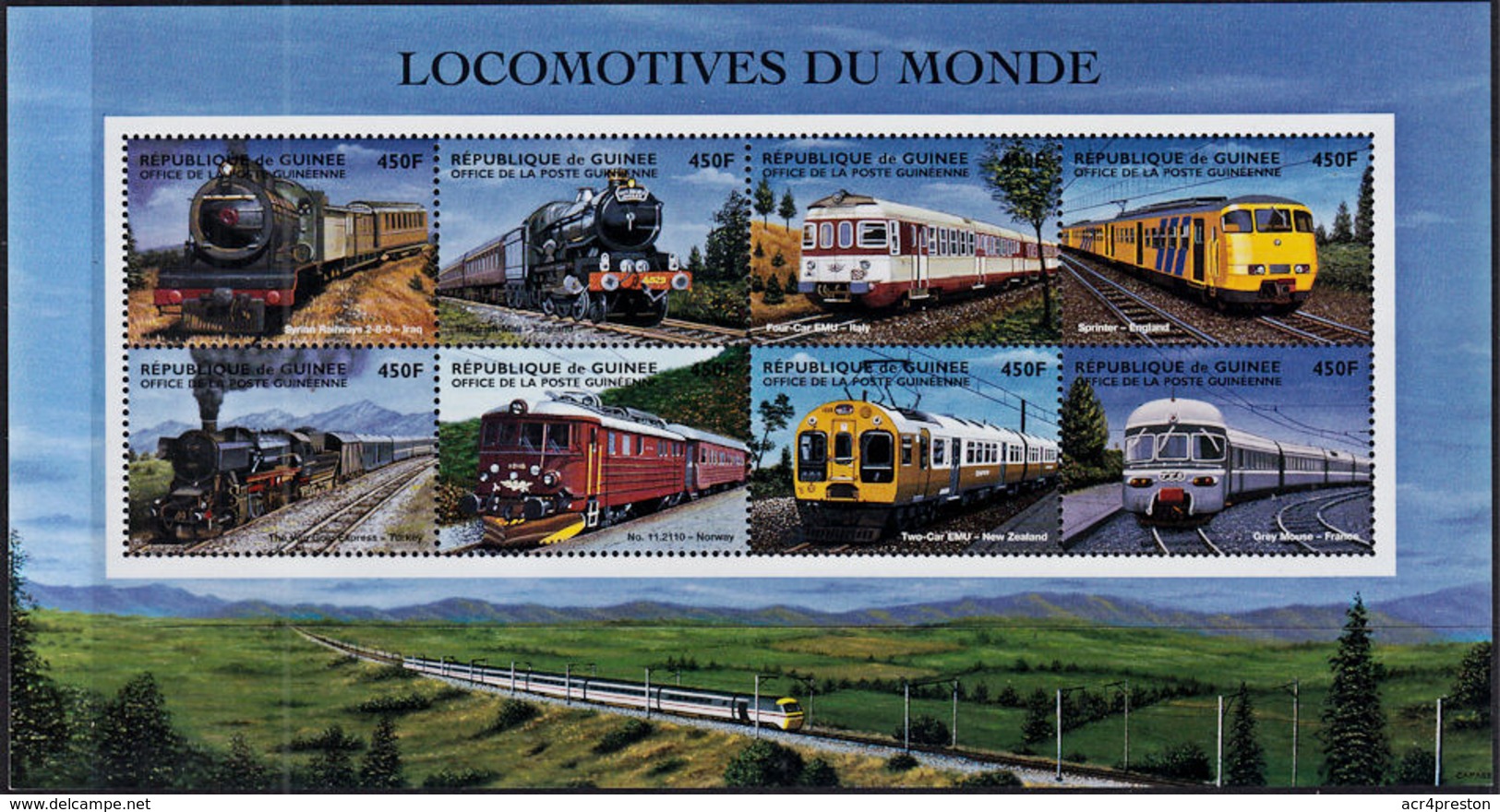 B0256 GUINEE (Guinea) 1998, Locomotives Of The World, Trains, MNH Sheetlet - Guinea (1958-...)