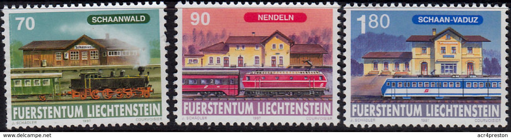 A5542 LIECHTENSTEIN 1997, SG 1156-8 125th Anniv. Lichtenstein Railways,  MNH - Unused Stamps