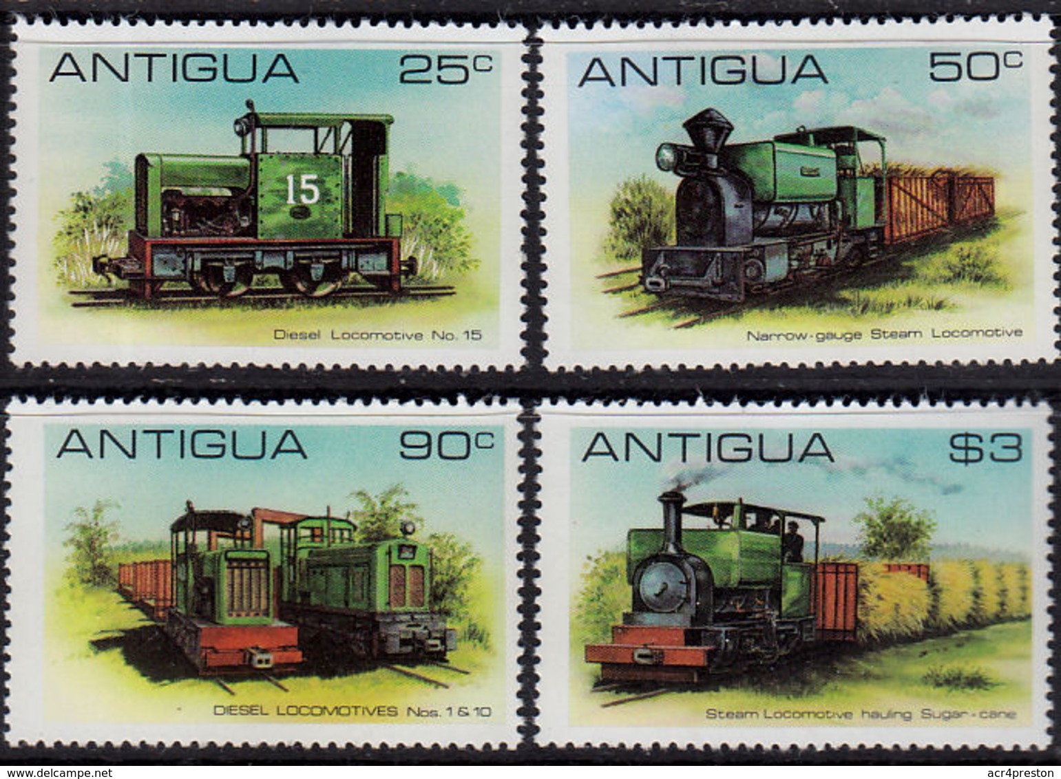 A5193 ANTIGUA 1981, SG 681-4 Sugar Cane Railway Locomotives,  MNH - Antigua Y Barbuda (1981-...)