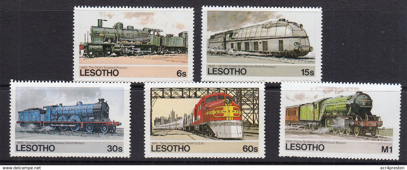 A1006 LESOTHO 1984,  SG 605-9  Railways Of The World, Locomotives,  MNH - Lesotho (1966-...)