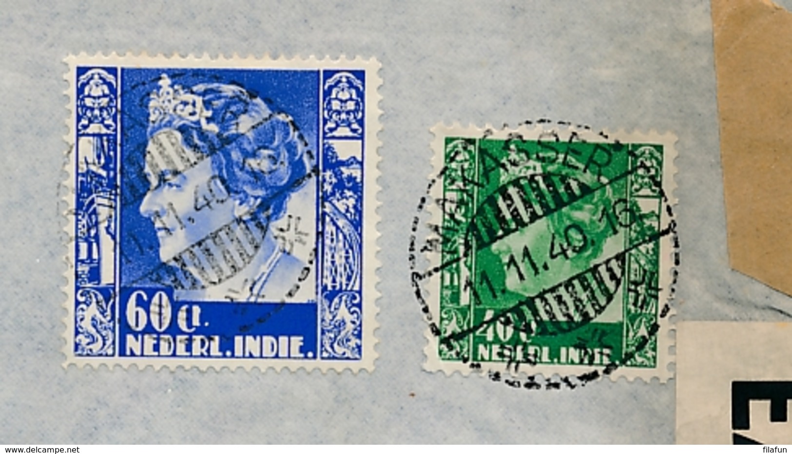 Nederlands Indië - 1940 - 60 & 40 Cent Wilhelmina Op 2x Censored Cover Van Makassar - Knilm / Trans Tasman Naar London - India Holandeses
