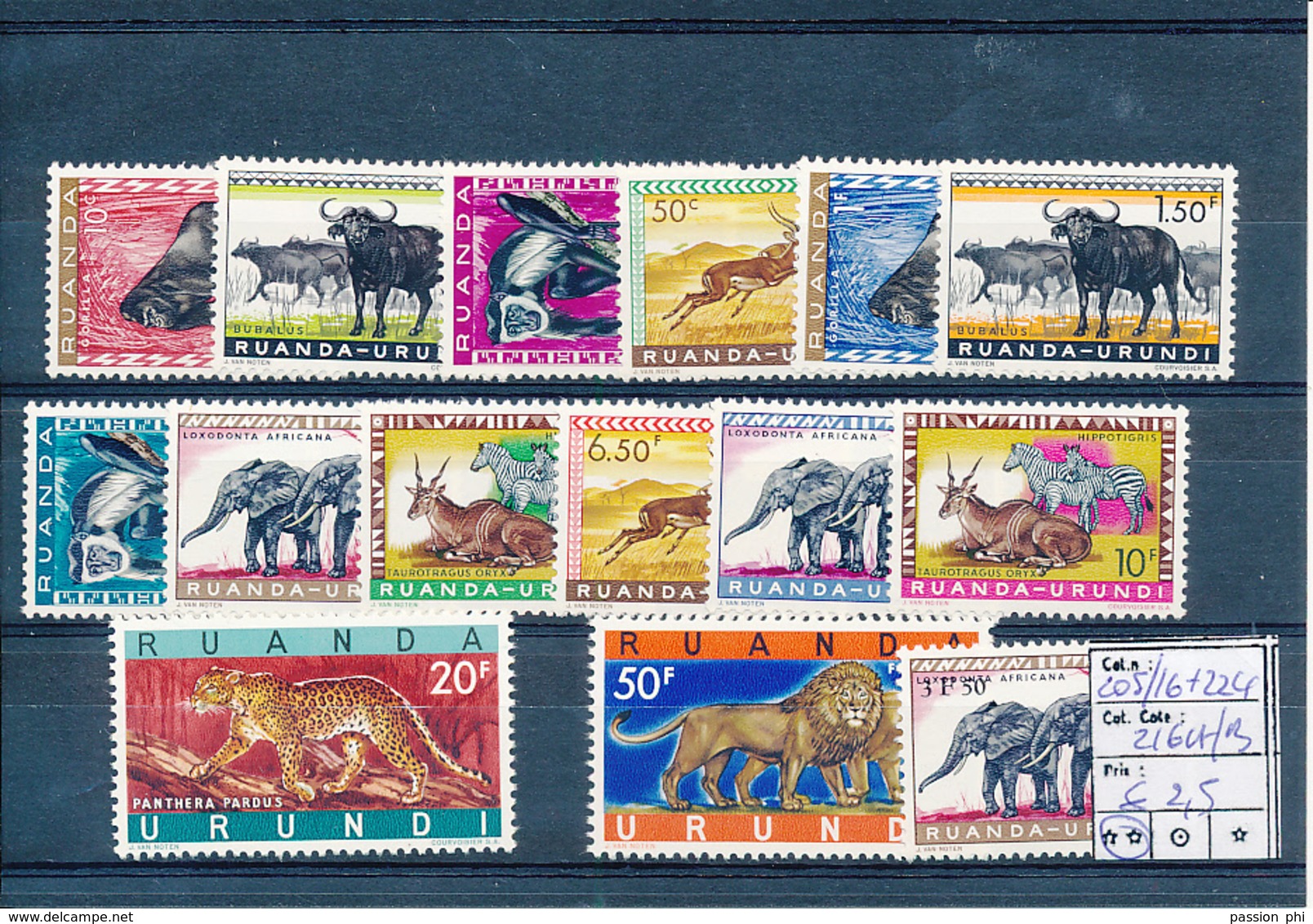 RUANDA URUNDI ANIMALS SET COB 205/216 + 224 + 216A/B MNH - Neufs