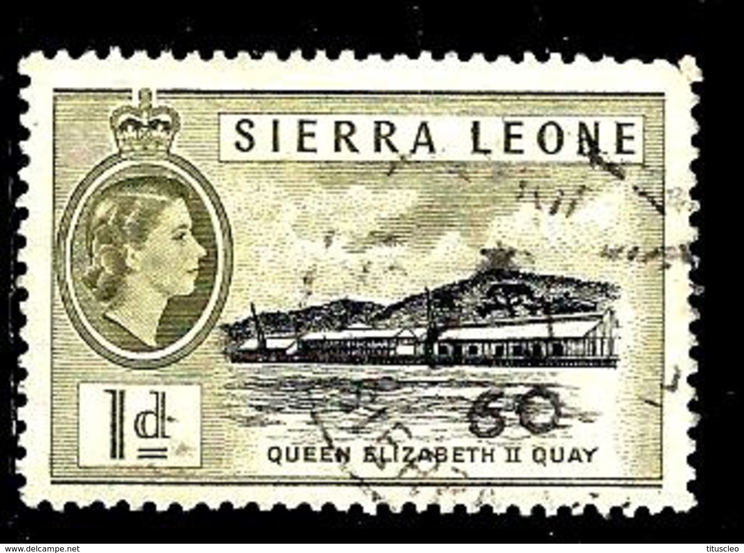 SIERRA LEONE 182° 1p Olive Elisabeth II Quai Elisabeth II (10% De La Cote + 0,15) - Sierra Leone (...-1960)