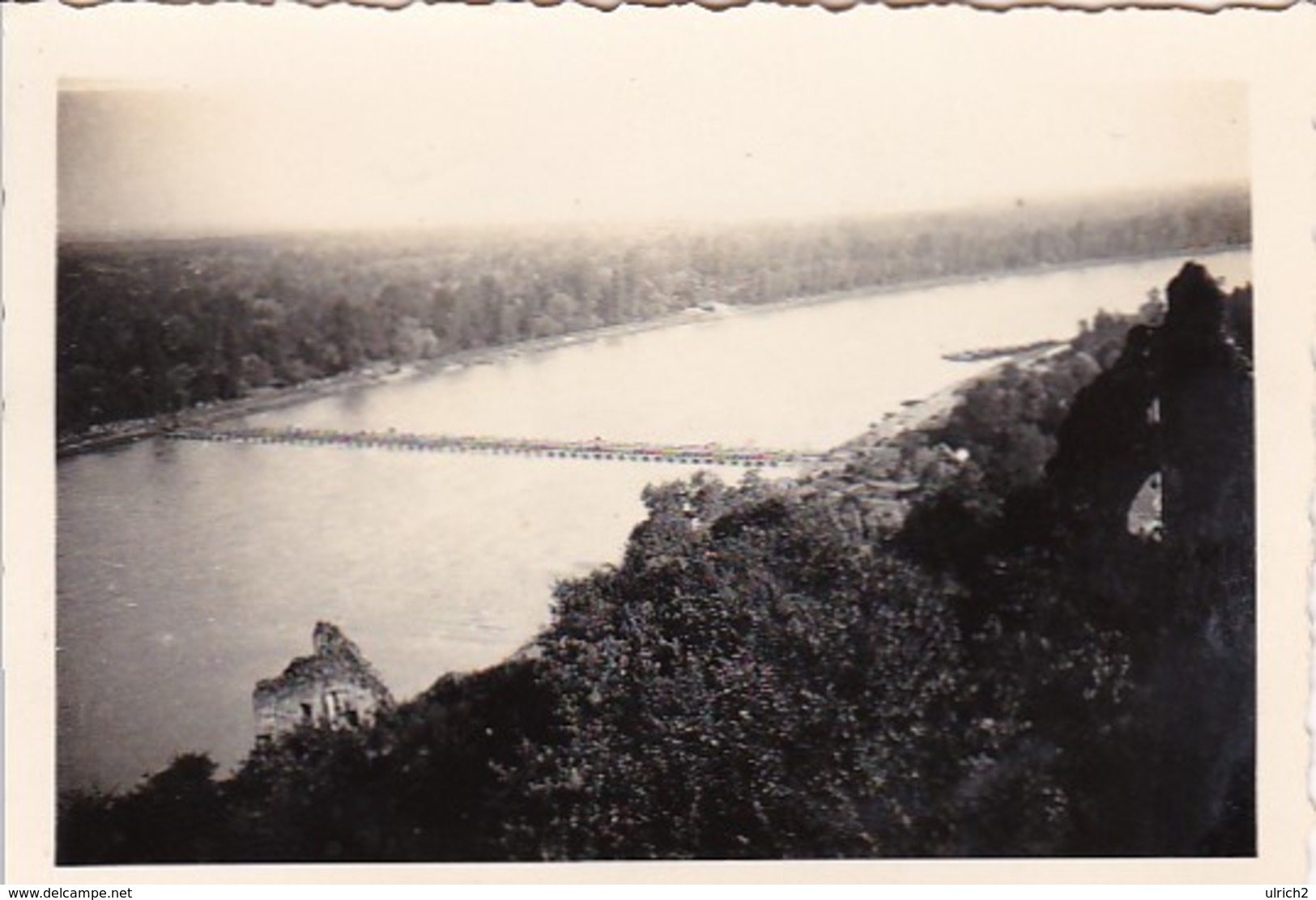 Foto Pontonbrücke über Einen Breiten Fluss - 2. WK - 8*5,5cm (42734) - Krieg, Militär