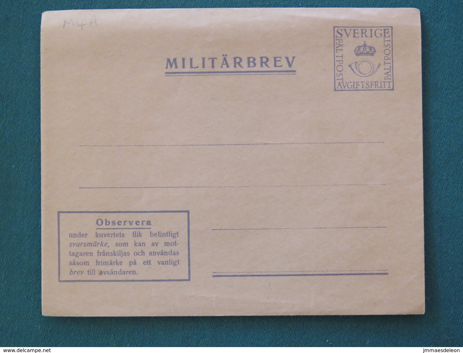 Sweden 1941 Military Army Unused Cover - Militaires