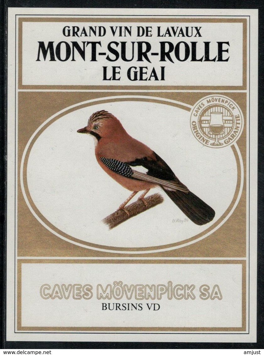 Etiquette De Vin // Mont-sur-Rolle, Le Geai, Oiseau - Pluimen