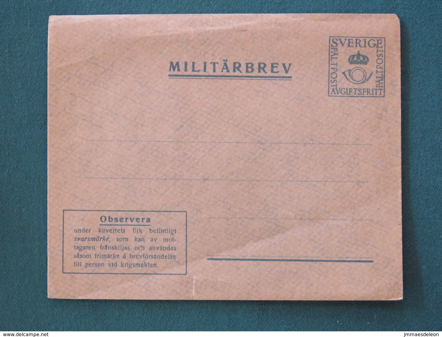 Sweden 1941 Military Army Unused Cover - Militaire Zegels