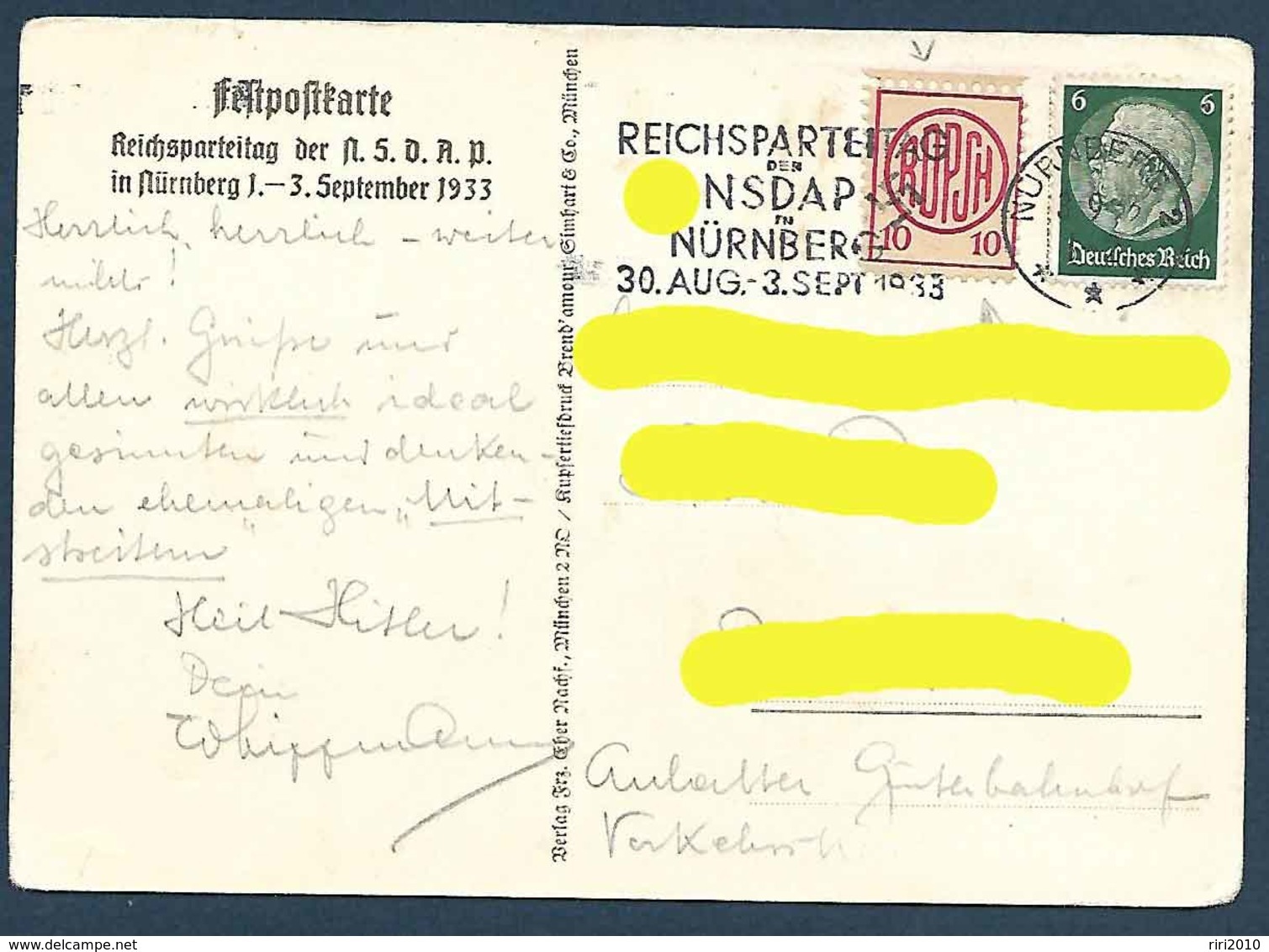 Allemagne - Carte De Propagande - Reichsparteitag Nsdap Nürnberg 1933 - Evènements