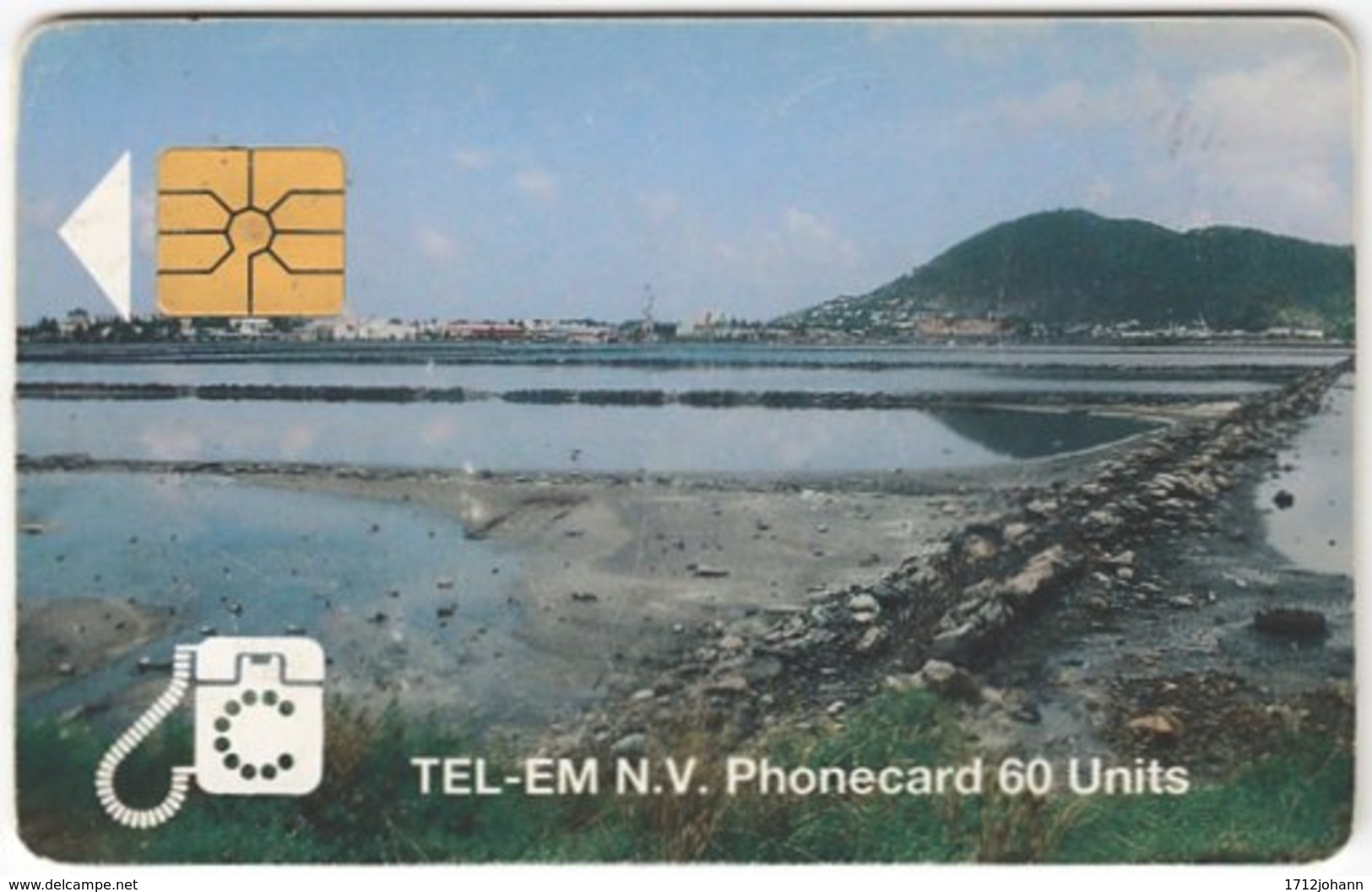 SINT MAARTEN A-043 Chip Tel-EM - Landscape, Coast - Used - Antillen (Niederländische)