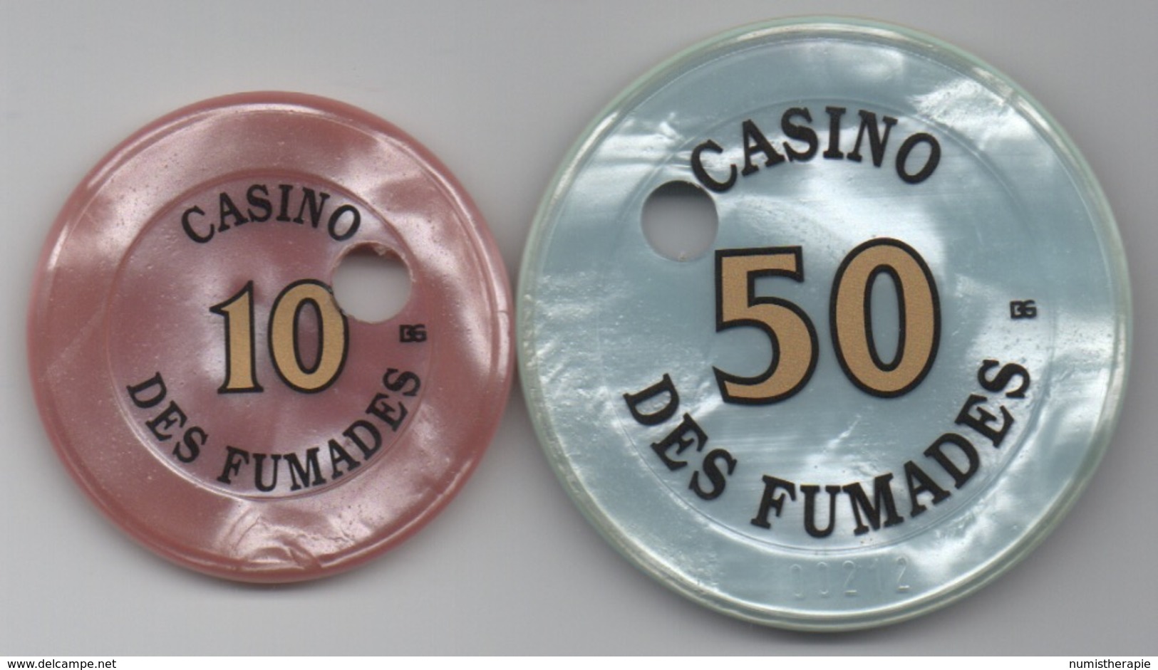 Casino Des Fumades : 10 Francs & 50 Francs (Percés) - Casino