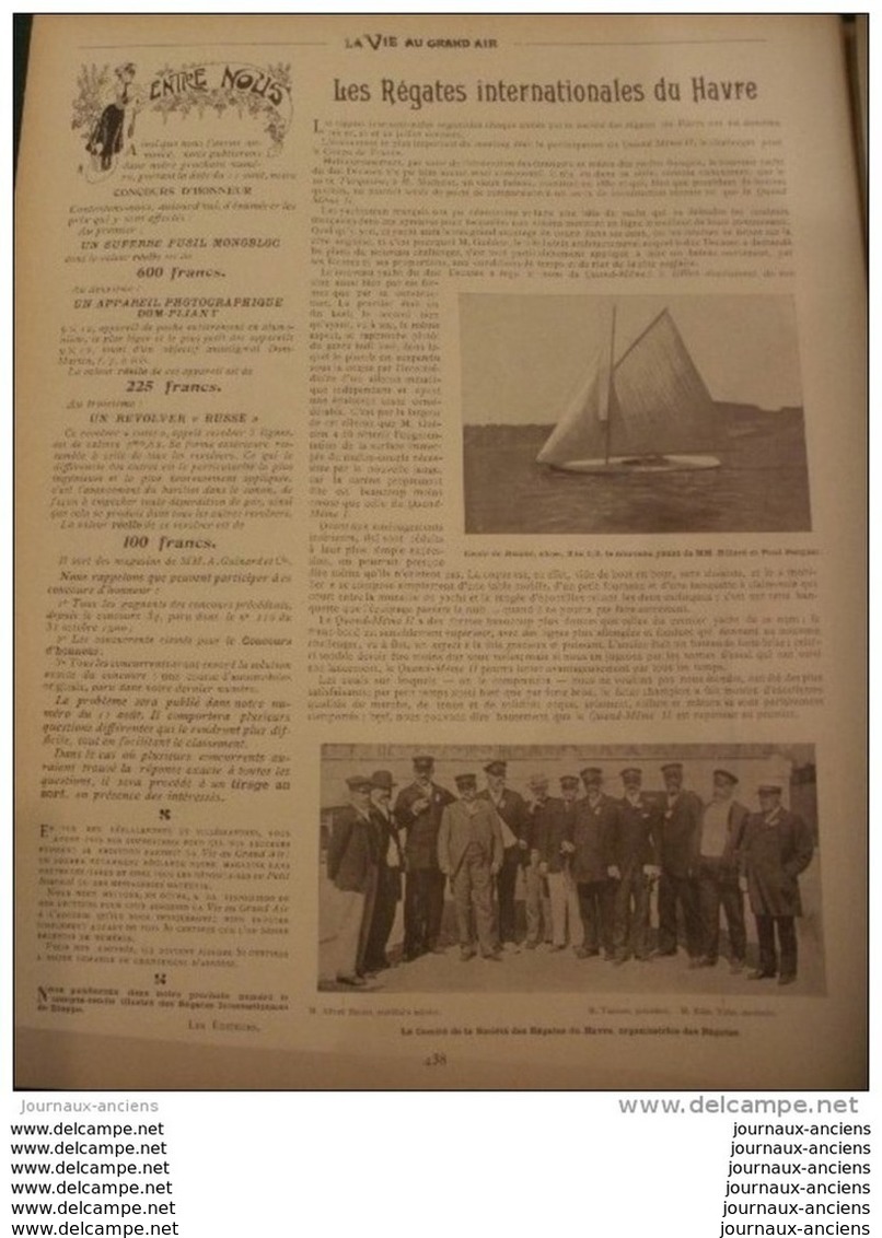 1901 REGATES DU HAVRE - ECOLE DE TOR DI QUINTO - PÊCHE DANS LA SEMOY - LA VIE AU GRAND AIR - 1900 - 1949